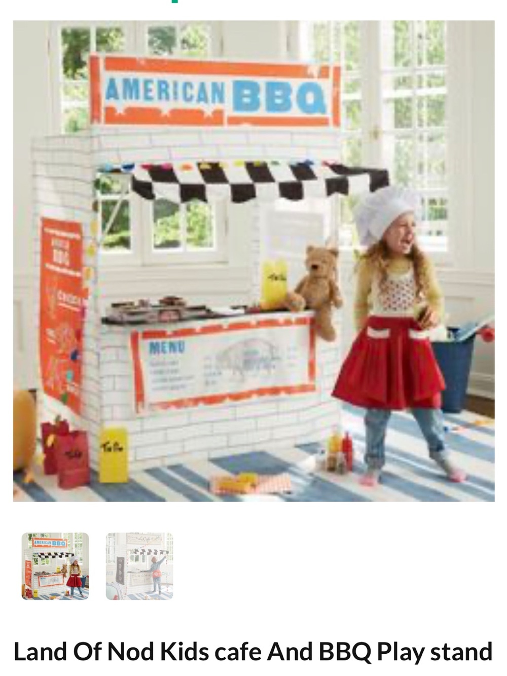 Land Of Nod Red & White Kids Cafe and BBQ Play Stand